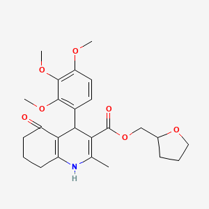 molecular formula C25H31NO7 B5191026 tetrahydro-2-furanylmethyl 2-methyl-5-oxo-4-(2,3,4-trimethoxyphenyl)-1,4,5,6,7,8-hexahydro-3-quinolinecarboxylate 