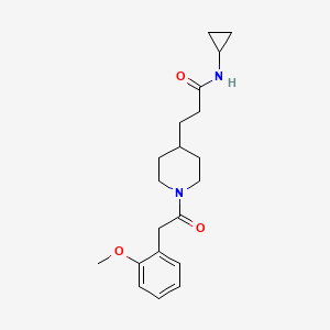 molecular formula C20H28N2O3 B5191070 N-cyclopropyl-3-{1-[(2-methoxyphenyl)acetyl]-4-piperidinyl}propanamide 