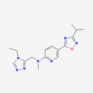 molecular formula C16H21N7O B5191214 N-[(4-ethyl-4H-1,2,4-triazol-3-yl)methyl]-5-(3-isopropyl-1,2,4-oxadiazol-5-yl)-N-methyl-2-pyridinamine 