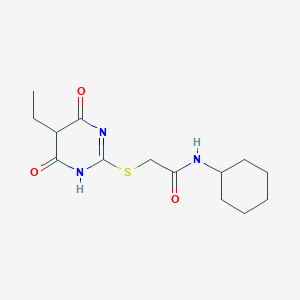 molecular formula C14H21N3O3S B5191335 N-cyclohexyl-2-[(5-ethyl-4,6-dioxo-1,4,5,6-tetrahydropyrimidin-2-yl)sulfanyl]acetamide 