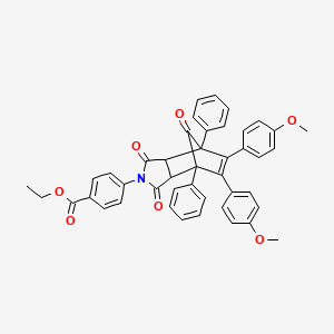 molecular formula C44H35NO7 B5191593 ethyl 4-[8,9-bis(4-methoxyphenyl)-3,5,10-trioxo-1,7-diphenyl-4-azatricyclo[5.2.1.0~2,6~]dec-8-en-4-yl]benzoate CAS No. 5404-22-8