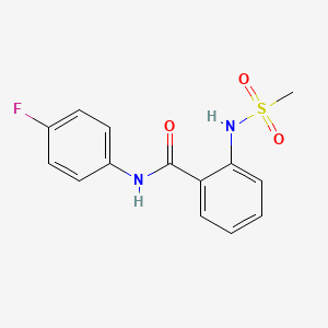 molecular formula C14H13FN2O3S B5191675 N-(4-fluorophenyl)-2-[(methylsulfonyl)amino]benzamide 