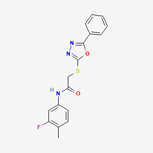 molecular formula C17H14FN3O2S B5191797 N-(3-fluoro-4-methylphenyl)-2-[(5-phenyl-1,3,4-oxadiazol-2-yl)thio]acetamide 