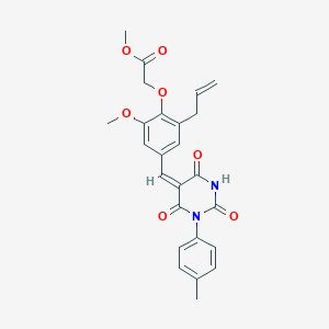 molecular formula C25H24N2O7 B5191809 methyl [2-methoxy-4-{(E)-[1-(4-methylphenyl)-2,4,6-trioxotetrahydropyrimidin-5(2H)-ylidene]methyl}-6-(prop-2-en-1-yl)phenoxy]acetate 
