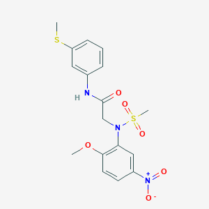 molecular formula C17H19N3O6S2 B5191847 N~2~-(2-methoxy-5-nitrophenyl)-N~2~-(methylsulfonyl)-N~1~-[3-(methylthio)phenyl]glycinamide 