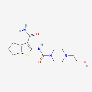 molecular formula C15H22N4O3S B5191937 N-(3-carbamoyl-5,6-dihydro-4H-cyclopenta[b]thiophen-2-yl)-4-(2-hydroxyethyl)piperazine-1-carboxamide 