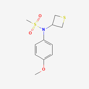 molecular formula C11H15NO3S2 B5191999 N-(4-methoxyphenyl)-N-3-thietanylmethanesulfonamide 