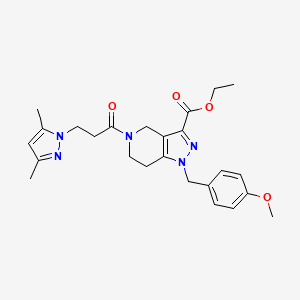 molecular formula C25H31N5O4 B5192016 ethyl 5-[3-(3,5-dimethyl-1H-pyrazol-1-yl)propanoyl]-1-(4-methoxybenzyl)-4,5,6,7-tetrahydro-1H-pyrazolo[4,3-c]pyridine-3-carboxylate 