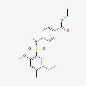molecular formula C20H25NO5S B5192077 Ethyl 4-[2-methoxy-4-methyl-5-(propan-2-yl)benzenesulfonamido]benzoate 