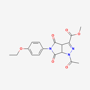 molecular formula C17H17N3O6 B5192107 METHYL 1-ACETYL-5-(4-ETHOXYPHENYL)-4,6-DIOXO-1H,3AH,4H,5H,6H,6AH-PYRROLO[3,4-C]PYRAZOLE-3-CARBOXYLATE 