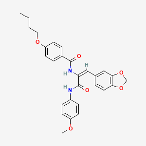 molecular formula C28H28N2O6 B5192158 N-[(E)-1-(1,3-benzodioxol-5-yl)-3-(4-methoxyanilino)-3-oxoprop-1-en-2-yl]-4-butoxybenzamide 