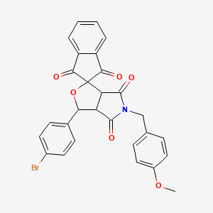 molecular formula C28H20BrNO6 B5192168 3-(4-bromophenyl)-5-(4-methoxybenzyl)-3a,6a-dihydrospiro[furo[3,4-c]pyrrole-1,2'-indene]-1',3',4,6(3H,5H)-tetrone 