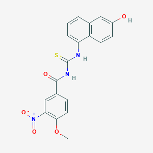 molecular formula C19H15N3O5S B5192612 N-[(6-hydroxynaphthalen-1-yl)carbamothioyl]-4-methoxy-3-nitrobenzamide 