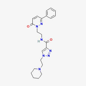 molecular formula C22H27N7O2 B5192629 N-[2-(6-oxo-3-phenyl-1(6H)-pyridazinyl)ethyl]-1-[2-(1-piperidinyl)ethyl]-1H-1,2,3-triazole-4-carboxamide 