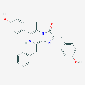 molecular formula C27H23N3O3 B051928 Imidazo[1,2-a]pyrazin-3(7h)-one,6-(4-hydroxyphenyl)-2-[(4-hydroxyphenyl)methyl]-5-methyl-8-(phenylmethyl)- CAS No. 123437-36-5