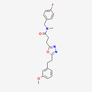 molecular formula C22H24FN3O3 B5193284 N-(4-fluorobenzyl)-3-{5-[2-(3-methoxyphenyl)ethyl]-1,3,4-oxadiazol-2-yl}-N-methylpropanamide 