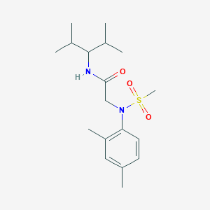 molecular formula C18H30N2O3S B5193307 N~2~-(2,4-dimethylphenyl)-N~1~-(1-isopropyl-2-methylpropyl)-N~2~-(methylsulfonyl)glycinamide 