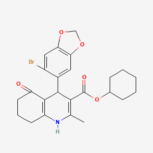molecular formula C24H26BrNO5 B5193342 Cyclohexyl 4-(6-bromo-1,3-benzodioxol-5-yl)-2-methyl-5-oxo-1,4,5,6,7,8-hexahydroquinoline-3-carboxylate 