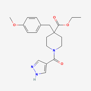 molecular formula C20H25N3O4 B5193604 ethyl 4-[(4-methoxyphenyl)methyl]-1-(1H-pyrazole-4-carbonyl)piperidine-4-carboxylate 