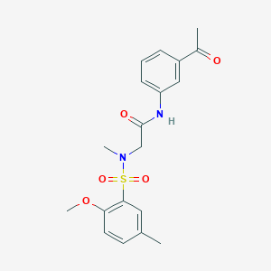 molecular formula C19H22N2O5S B5193794 N-(3-acetylphenyl)-2-[(2-methoxy-5-methylphenyl)sulfonyl-methylamino]acetamide 