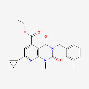 molecular formula C22H23N3O4 B5194188 ETHYL 7-CYCLOPROPYL-1-METHYL-3-[(3-METHYLPHENYL)METHYL]-2,4-DIOXO-1H,2H,3H,4H-PYRIDO[2,3-D]PYRIMIDINE-5-CARBOXYLATE 