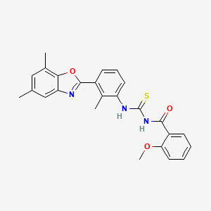 molecular formula C25H23N3O3S B5194381 N-{[3-(5,7-dimethyl-1,3-benzoxazol-2-yl)-2-methylphenyl]carbamothioyl}-2-methoxybenzamide 
