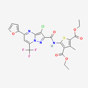 molecular formula C23H18ClF3N4O6S B5194641 2,4-DIETHYL 5-[3-CHLORO-5-(FURAN-2-YL)-7-(TRIFLUOROMETHYL)PYRAZOLO[1,5-A]PYRIMIDINE-2-AMIDO]-3-METHYLTHIOPHENE-2,4-DICARBOXYLATE 
