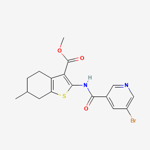 molecular formula C17H17BrN2O3S B5194763 Methyl 2-{[(5-bromopyridin-3-yl)carbonyl]amino}-6-methyl-4,5,6,7-tetrahydro-1-benzothiophene-3-carboxylate 