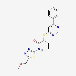 molecular formula C18H19N5O2S2 B5194922 N-[5-(methoxymethyl)-1,3,4-thiadiazol-2-yl]-2-(6-phenylpyrimidin-4-yl)sulfanylbutanamide 