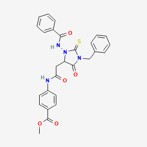 molecular formula C27H24N4O5S B5195084 Methyl 4-[({1-benzyl-5-oxo-3-[(phenylcarbonyl)amino]-2-thioxoimidazolidin-4-yl}acetyl)amino]benzoate 