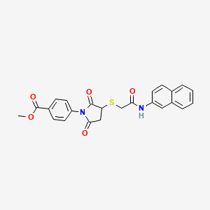 molecular formula C24H20N2O5S B5195253 METHYL 4-[3-({[(NAPHTHALEN-2-YL)CARBAMOYL]METHYL}SULFANYL)-2,5-DIOXOPYRROLIDIN-1-YL]BENZOATE 