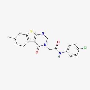 molecular formula C19H18ClN3O2S B5195513 N-(4-chlorophenyl)-2-(7-methyl-4-oxo-5,6,7,8-tetrahydro-[1]benzothiolo[2,3-d]pyrimidin-3-yl)acetamide 