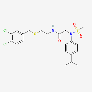 molecular formula C21H26Cl2N2O3S2 B5195632 N-{2-[(3,4-dichlorobenzyl)sulfanyl]ethyl}-N~2~-(methylsulfonyl)-N~2~-[4-(propan-2-yl)phenyl]glycinamide 