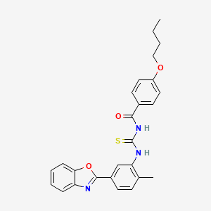 molecular formula C26H25N3O3S B5195653 N-{[5-(1,3-benzoxazol-2-yl)-2-methylphenyl]carbamothioyl}-4-butoxybenzamide 