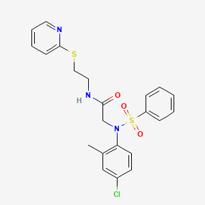 molecular formula C22H22ClN3O3S2 B5195677 N~2~-(4-chloro-2-methylphenyl)-N~2~-(phenylsulfonyl)-N~1~-[2-(2-pyridinylthio)ethyl]glycinamide 