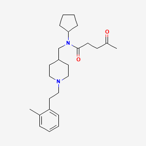 molecular formula C25H38N2O2 B5195695 N-cyclopentyl-N-[[1-[2-(2-methylphenyl)ethyl]piperidin-4-yl]methyl]-4-oxopentanamide 