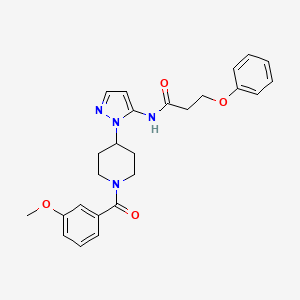 molecular formula C25H28N4O4 B5195941 N-[2-[1-(3-methoxybenzoyl)piperidin-4-yl]pyrazol-3-yl]-3-phenoxypropanamide 