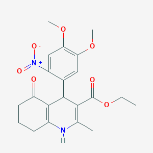 molecular formula C21H24N2O7 B5195952 Ethyl 4-(4,5-dimethoxy-2-nitrophenyl)-2-methyl-5-oxo-1,4,5,6,7,8-hexahydroquinoline-3-carboxylate 