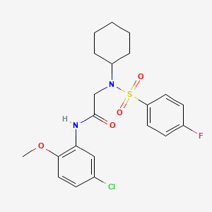 molecular formula C21H24ClFN2O4S B5196104 N-(5-chloro-2-methoxyphenyl)-2-[cyclohexyl-(4-fluorophenyl)sulfonylamino]acetamide 