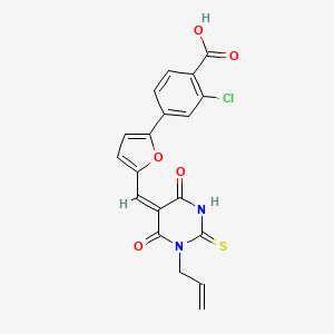 molecular formula C19H13ClN2O5S B5196114 2-chloro-4-(5-{(E)-[4,6-dioxo-1-(prop-2-en-1-yl)-2-thioxotetrahydropyrimidin-5(2H)-ylidene]methyl}furan-2-yl)benzoic acid 