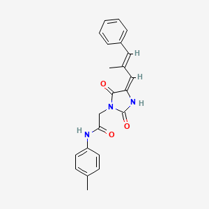 molecular formula C22H21N3O3 B5196542 N-(4-methylphenyl)-2-{(4E)-4-[(2E)-2-methyl-3-phenylprop-2-en-1-ylidene]-2,5-dioxoimidazolidin-1-yl}acetamide 