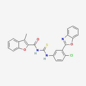 molecular formula C24H16ClN3O3S B5196964 N-{[3-(1,3-benzoxazol-2-yl)-4-chlorophenyl]carbamothioyl}-3-methyl-1-benzofuran-2-carboxamide 
