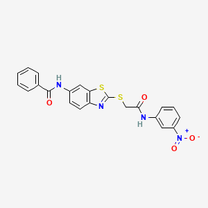 molecular formula C22H16N4O4S2 B5197029 N-[2-[2-(3-nitroanilino)-2-oxoethyl]sulfanyl-1,3-benzothiazol-6-yl]benzamide 