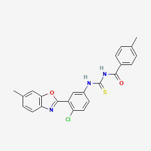 molecular formula C23H18ClN3O2S B5197090 N-{[4-chloro-3-(6-methyl-1,3-benzoxazol-2-yl)phenyl]carbamothioyl}-4-methylbenzamide 