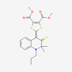 molecular formula C21H23NO4S3 B5197240 dimethyl 2-(2,2-dimethyl-1-propyl-3-thioxo-2,3-dihydroquinolin-4(1H)-ylidene)-1,3-dithiole-4,5-dicarboxylate 