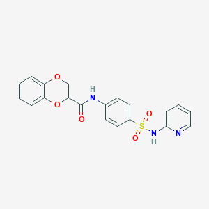 molecular formula C20H17N3O5S B5197317 N-{4-[(2-pyridinylamino)sulfonyl]phenyl}-2,3-dihydro-1,4-benzodioxine-2-carboxamide 