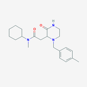 molecular formula C21H31N3O2 B5197636 N-cyclohexyl-N-methyl-2-[1-[(4-methylphenyl)methyl]-3-oxopiperazin-2-yl]acetamide 