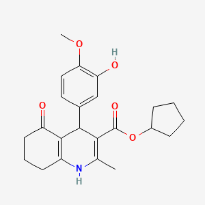 molecular formula C23H27NO5 B5197895 Cyclopentyl 4-(3-hydroxy-4-methoxyphenyl)-2-methyl-5-oxo-1,4,5,6,7,8-hexahydroquinoline-3-carboxylate 