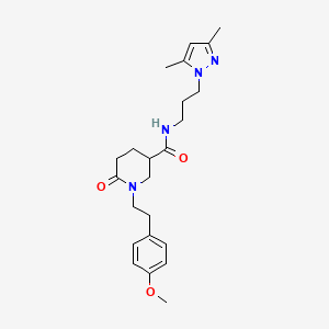 molecular formula C23H32N4O3 B5197934 N-[3-(3,5-dimethyl-1H-pyrazol-1-yl)propyl]-1-[2-(4-methoxyphenyl)ethyl]-6-oxo-3-piperidinecarboxamide 