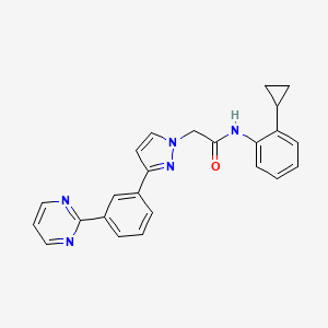 molecular formula C24H21N5O B5197940 N-(2-cyclopropylphenyl)-2-{3-[3-(2-pyrimidinyl)phenyl]-1H-pyrazol-1-yl}acetamide 